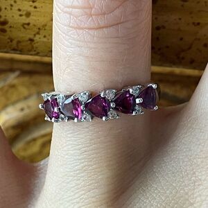 Natural Raspberry Garnet Sterling Silver Ring Size 6